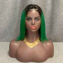 Load image into Gallery viewer, 2x6 Lace Closure Bob Wig #1b-Green Ombre Hair
