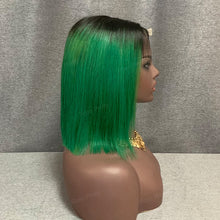 Load image into Gallery viewer, 2x6 Lace Closure Bob Wig #1b-Green Ombre Hair