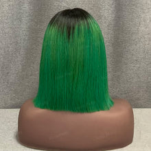 Load image into Gallery viewer, 2x6 Lace Closure Bob Wig #1b-Green Ombre Hair