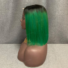 Load image into Gallery viewer, 2x6 Lace Closure Bob Wig #1b-Green Ombre Hair