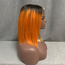 Load image into Gallery viewer, 2x6 Lace Closure Bob Wig #1b-Orange Ombre Hair