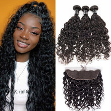 Load image into Gallery viewer, Water Wave Virgin Hair 3 Bundles With 13x4 Frontal