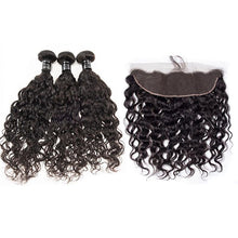 Load image into Gallery viewer, Water Wave Virgin Hair 3 Bundles With 13x4 Frontal