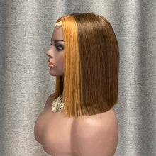 Load image into Gallery viewer, Honey Blonde Skunk Stripe Straight Bob Wig 2x6 Wig