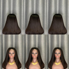 Load image into Gallery viewer, Double Drawn Hair Bob Wig 5x5 Closure Blunt Cut Bob Bone Straight Hair