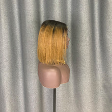 Load image into Gallery viewer, Kim K Bob Style 2x6 Lace Bob Wig Dark Root Brown Hair Ombre Bob Wig