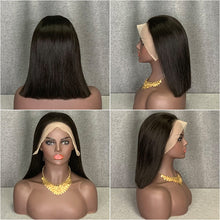 Load image into Gallery viewer, 10 Inch 13x4 Lace Front Bob Wig Natural Black Virgin Hair