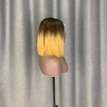 Load image into Gallery viewer, Kim K Bob Style 2x6 Lace Ombre Color 1b-4-27 Bob Wig Human Hair