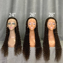 Load image into Gallery viewer, Water Wave Wig Dark Brown Hair Wig 13x4 Lace Front Wig Curly Wig