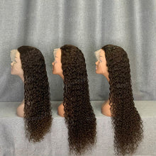 Load image into Gallery viewer, Water Wave Wig Dark Brown Hair Wig 13x4 Lace Front Wig Curly Wig