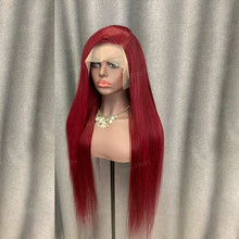 Load image into Gallery viewer, Burgundy Human Hair Lace Front Wig 99j Wig