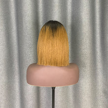 Load image into Gallery viewer, Kim K Bob Style 2x6 Lace Bob Wig Dark Root Brown Hair Ombre Bob Wig