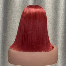 Load image into Gallery viewer, Burgundy Bob Wig Human Hair 2x6 Lace Closure Wig Beauty Shop Supply