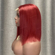 Load image into Gallery viewer, Burgundy Bob Wig Human Hair 2x6 Lace Closure Wig Beauty Shop Supply