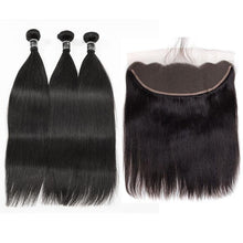 Load image into Gallery viewer, 3 Bundles With 13x4 Frontal Straight Virgin Hair