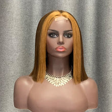 Load image into Gallery viewer, Honey Blonde Skunk Stripe Straight Bob Wig 2x6 Wig