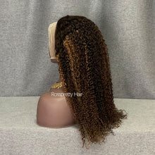 Load image into Gallery viewer, Kinky Curly Highlight P4/27 Color 13x4 Lace Front Wig Honey Blonde Human Hair 22Inch