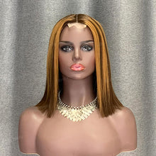 Load image into Gallery viewer, Highlight Bob Wig 2x6 Lace Closure Wig 10 Inches Straight Human Hair