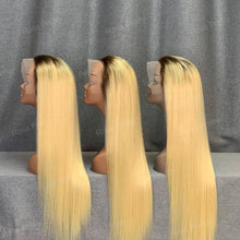 Load image into Gallery viewer, 613 Blonde With Brown Roots 4/613 Human Hair Lace Front Wig