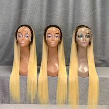 Load image into Gallery viewer, 613 Blonde With Brown Roots 4/613 Human Hair Lace Front Wig