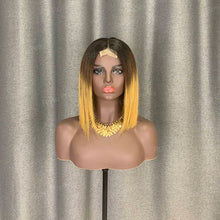 Load image into Gallery viewer, Kim K Bob Style 2x6 Lace Ombre Color 1b-4-27 Bob Wig Human Hair