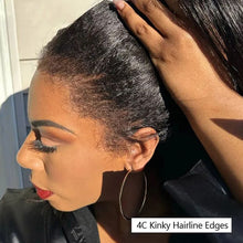 Load image into Gallery viewer, Handmade 4c Hairline 13x4 HD Lace Wig 30 Inch Kinky Hair with Curly Edges