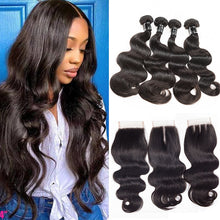 Load image into Gallery viewer, Body Wave Virgin Hair 4 Bundles With Closure