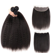 Load image into Gallery viewer, 3 Bundles With Frontal 13x4 Kinky Straight Virgin Hair
