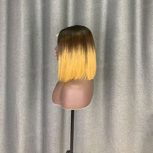 Load image into Gallery viewer, Kim K Bob Style 2x6 Lace Ombre Color 1b-4-27 Bob Wig Human Hair