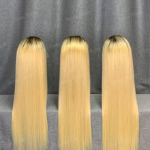 Load image into Gallery viewer, 613 Blonde With Brown Roots 4/613 Human Hair Lace Front Wig