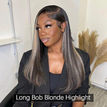 Load image into Gallery viewer, 1b/613 Blonde Highlight Bob Wig Blunt Cut Bob Hair Glueless Wig Celebrity Hairstyle