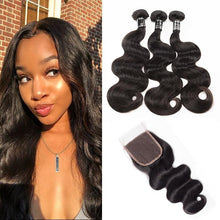 Load image into Gallery viewer, Body Wave Virgin Hair 3 Bundles With Closure