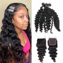 Load image into Gallery viewer, Loose Deep Virgin Hair 4 Bundles With Closure