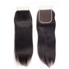 Load image into Gallery viewer, Straight Virgin Hair 4 Bundles With 4x4 Closure