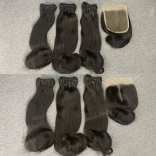 Load image into Gallery viewer, Egg Curly Double Drawn Hair 3Bundles With 4x4 Lace Closure