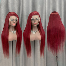 Load image into Gallery viewer, Burgundy Human Hair Lace Front Wig 99j Wig