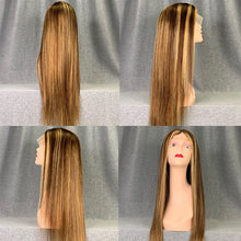 Load image into Gallery viewer, Highlight Piano Frontal Wig Straight P4/27 Honey Blonde Virgin Hair