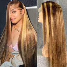 Load image into Gallery viewer, Highlight Piano Frontal Wig Straight P4/27 Honey Blonde Virgin Hair