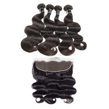 Load image into Gallery viewer, Body Wave Virgin Hair 4 Bundles With 13x4 Frontal