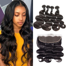 Load image into Gallery viewer, Body Wave Virgin Hair 4 Bundles With 13x4 Frontal