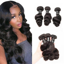 Load image into Gallery viewer, Peruvian Hair Weave Loose Wave Bouncy Virgin Hair Bundles 3PCS