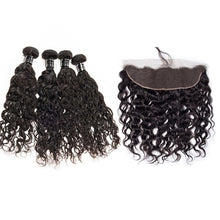 Load image into Gallery viewer, Water Wave Virgin Hair 4 Bundles With 13x4 Frontal
