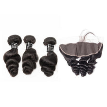 Load image into Gallery viewer, 3 Bundles With 13x4 Frontal Loose Wave Virgin Hair