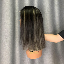 Load image into Gallery viewer, 1b/613 Blonde Highlight Bob Wig Blunt Cut Bob Hair Glueless Wig Celebrity Hairstyle