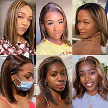 Load image into Gallery viewer, P4/27 Highlight 13X4 Lace Frontal Bob Wigs Straight Human Hair Wigs