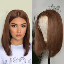 Load image into Gallery viewer, Dark Brown/ Chestnut Brown Hair Bob Wig Straight & Loose Wave Wig