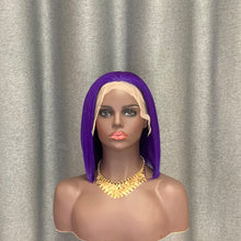 Load image into Gallery viewer, 12 inch purple bob lace wig