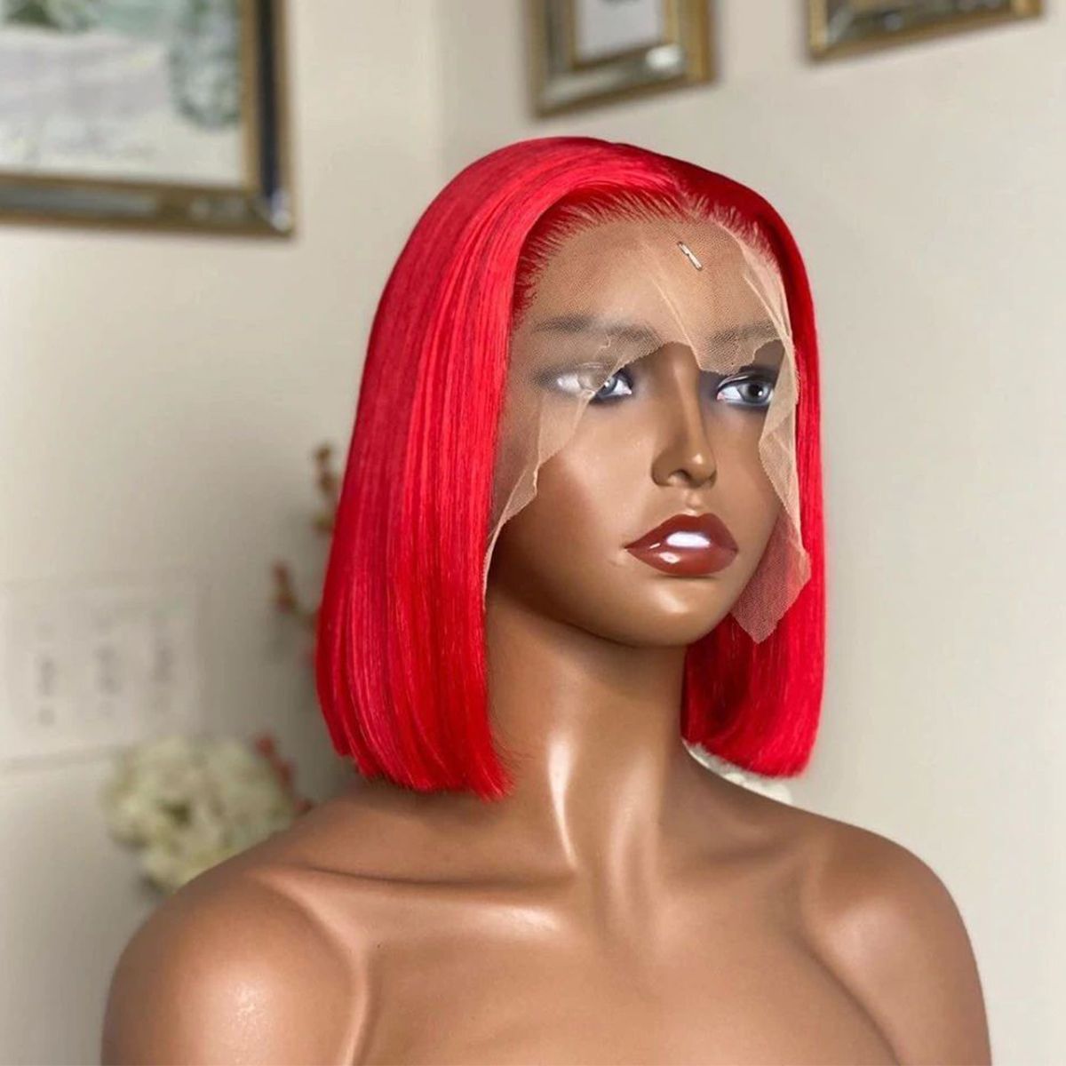 13×6 Lace Front Wig Colored Red Wine Straight Hair Bob Wigs