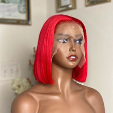 Load image into Gallery viewer, 13×6-Lace-Frontal-Bob-Wigs-Red -Straight