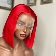Load image into Gallery viewer, 13×6-Lace-Frontal-Bob-Wigs-Red -Straight